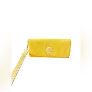 Kipling Rubi Large Printed Wristlet Wallet Yellow